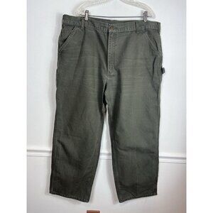 Carhartt Carpenter Pants 42 x 30 Green Dungaree Fit Work Construction Rugged